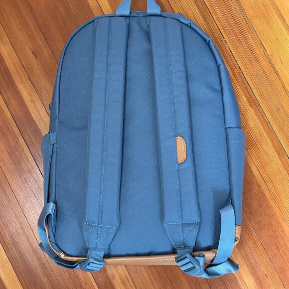Herschel Backpack Blue w/ Tan Faux Leather Base – Good Condition - Picture 3 of 10